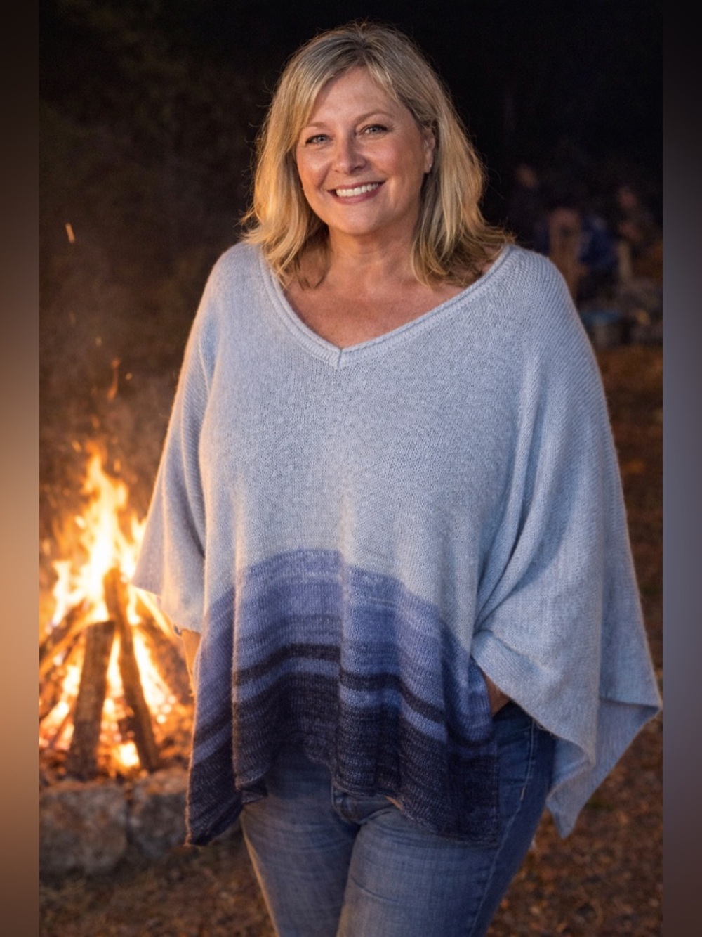 SONOMA-Women's V-Neck Blue Poncho size L-XL